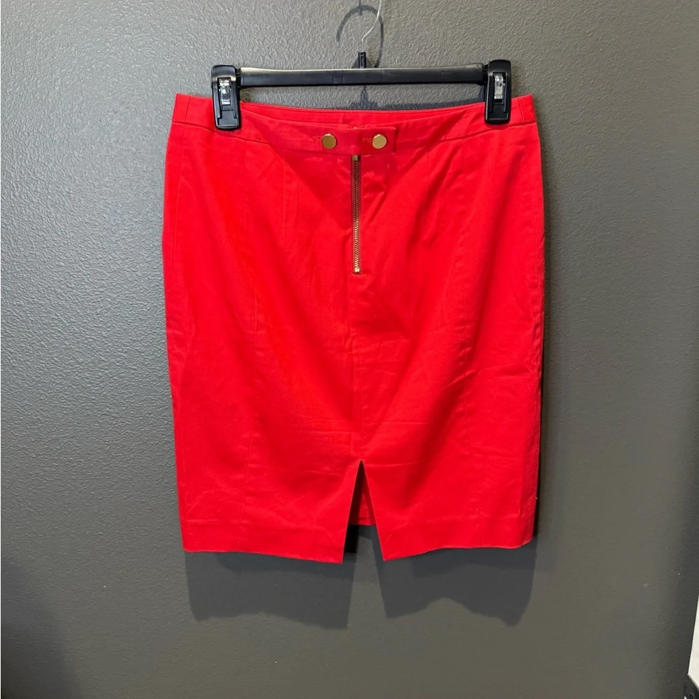 Express Bold Red Pencil Skirt - Picture 2 of 5